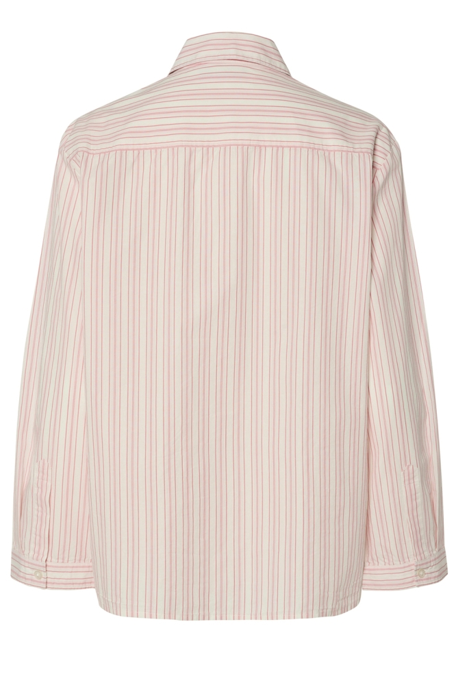 PCSULLE LS SHIRT WVN 17156227 CLOUD DANCER/PINK LEMONADE